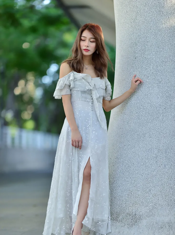 [Mzsock] NO.200 vivi Cao Yuanyuan suspender high-slit long skirt with high heels and beautiful legs street photography#[105P]-15